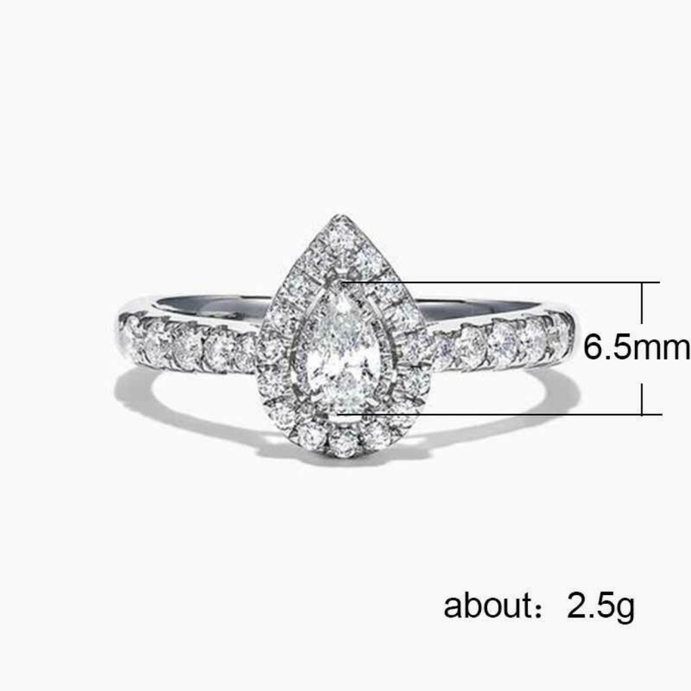 925 Silver White Sapphire Wedding Ring New - Picture 4 of 4